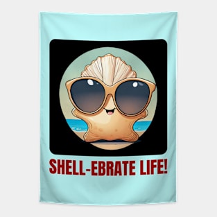 Shell-Ebrate Life | Sea Shell Pun Tapestry