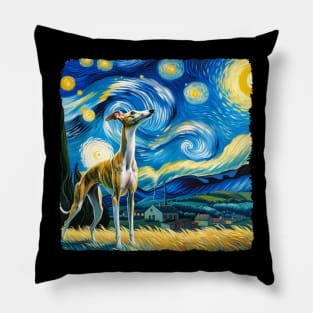 Starry Whippet Dog Portrait - Pet Portrait Pillow