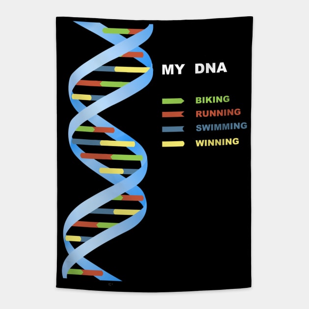 My DNA Triathlon Triathlete Swim Bike Run Tapestry by ballhard