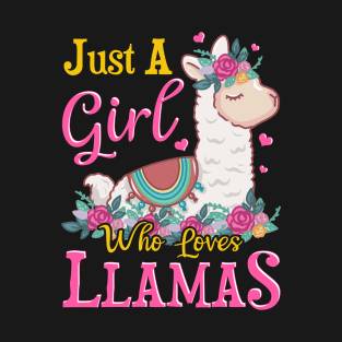 Just A Girl Who Loves Llamas Cute Lama T-Shirt