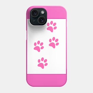 Pink Paw-prints on a white surface Phone Case