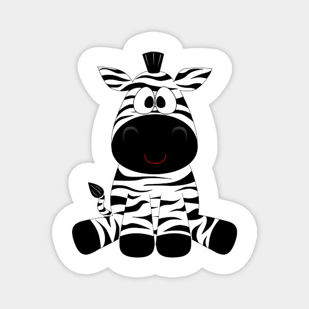 Zebra with cute black and white stripes Magnet by Montanescu