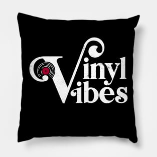 Vinyl Vibes, Record Collectors, Music Lovers Retro Pillow