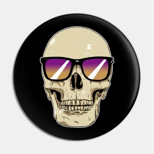 Skull Wearing Sunglasses Purple and Orange Lenses Pin