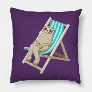 Funny sloth in a deck chair Pillow