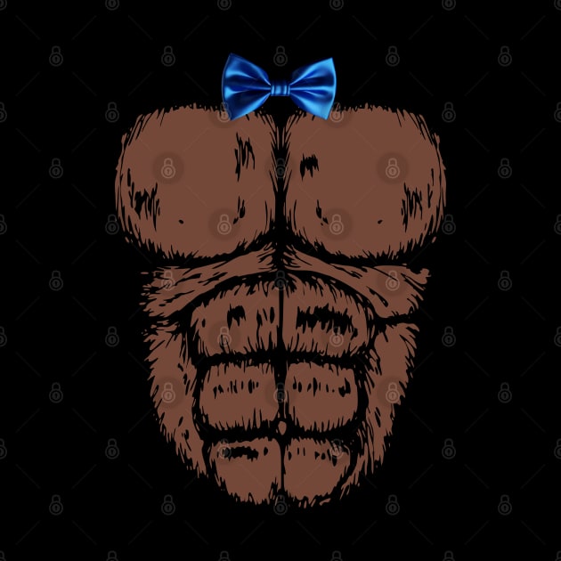 Gorilla Chest with Blue Bow Tie Funny Halloween Monkey by Mind Your Tee