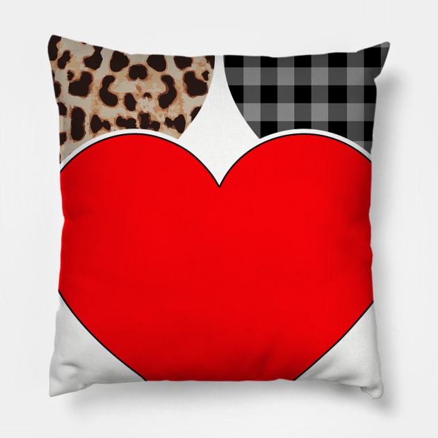 Women's Striped Plaid Printed Heart Valentine's Day Pillow by Nicolas5red1