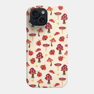 Red Mushrooms and Lady Bugs Phone Case