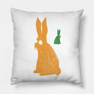 Rabbits Yellow and Green Pillow