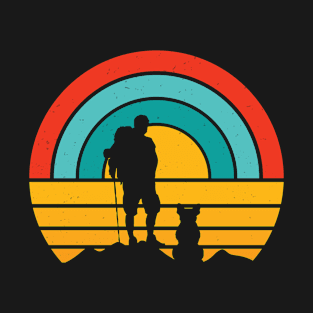 Cool Unique Sunset Hiker on a Mountain with his Dog T-Shirt