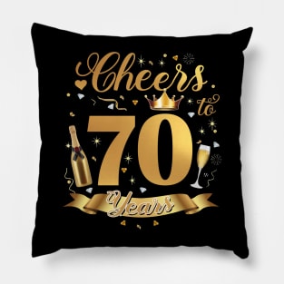 Cheers To 70 Years Old Happy 70th Birthday Queen Champagne Pillow