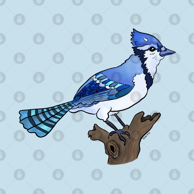 Bluejay bird on branch by doodletokki