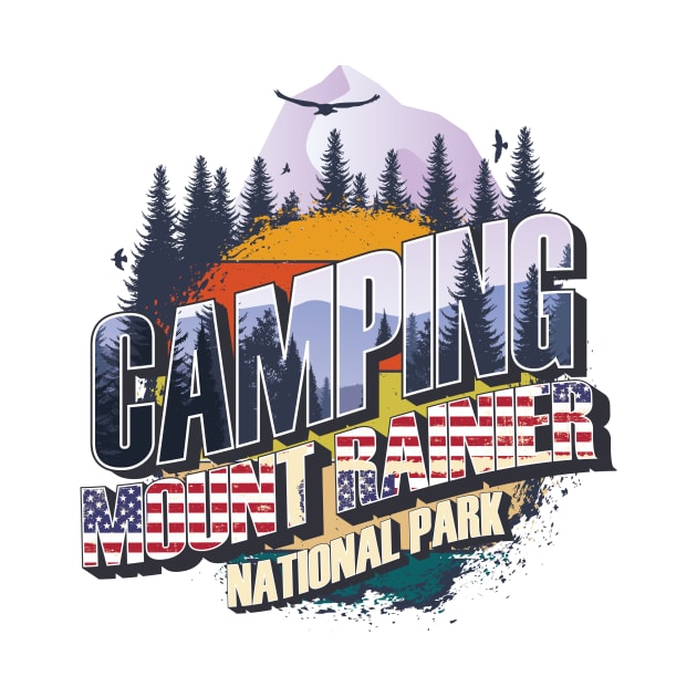 Camping Mount Rainier National Park Vintage USA Best gift for campers Adventure gear by HomeCoquette