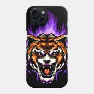 Angry Tiger Head With Blue Flames Phone Case