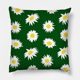 Daisy Ditsy Pattern on Green Pillow