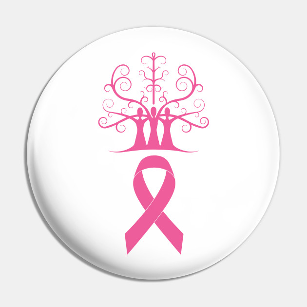 Breast Cancer Awareness Light Pink Ribbon Sisters Tree of Life Pin