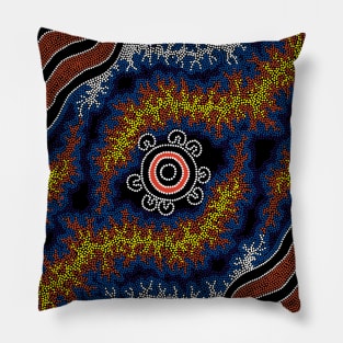 Aboriginal Art - The Heart Of Fire Pillow