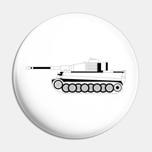 Tiger I Tank Black Outline Pin