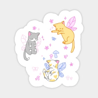 fairy kitties (pink/white/blue) Magnet