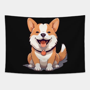 dog sitting smile Tapestry