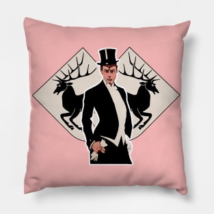 Rich Nobleman and aristocrat with his deer animal coat of arms Pillow