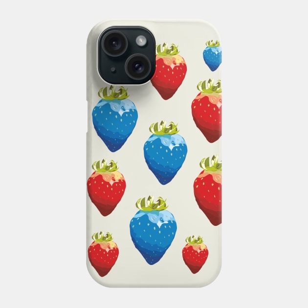 Red and blue strawberries Phone Case by helengarvey