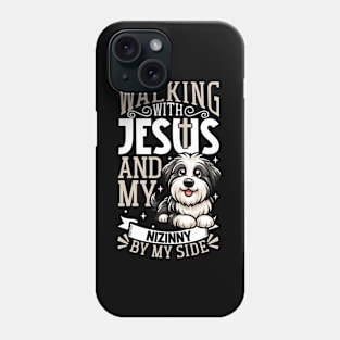 Jesus and dog - Polish Lowland Sheepdog Phone Case