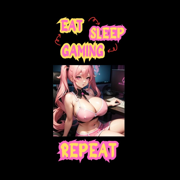 Eat Sleep Gaming Repeat Anime Girl by Clicks Clothes