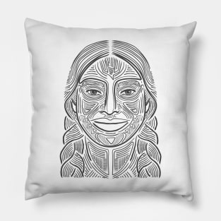 Indigenous woman hand drawn illustration Pillow