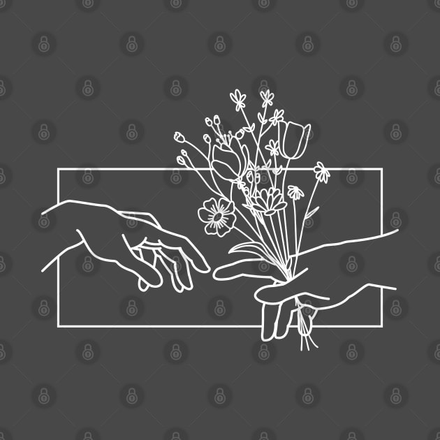 Michelangelo Minimalist Hand Giving Flowers Funny Valentine’s Day by Fitastic