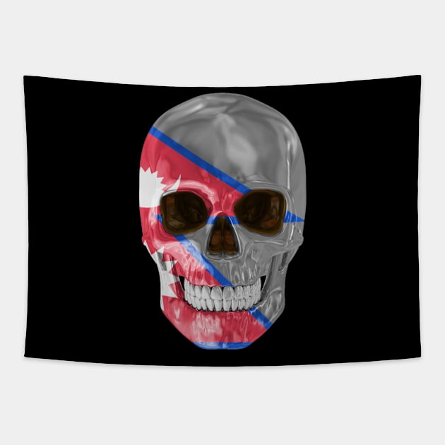 Nepal Flag Skull - Gift for Nepalese With Roots From Nepal Tapestry by Country Flags