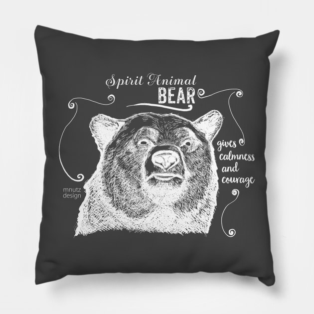 Spirit animal - bear white Pillow by mnutz