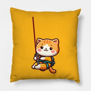 Cute orange cat Abseiling Pillow