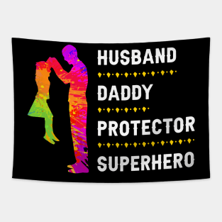 HUSBAND, DADDY, PROTECTOR, SUPERHERO Tapestry