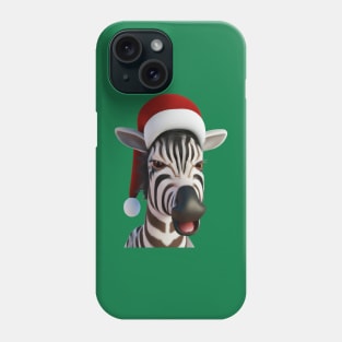 Christmas Zebra Funny Animal Wearing Santa Hat Phone Case