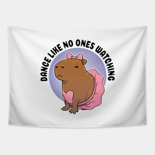 Dance like no ones watching Capybara Ballerina Tapestry