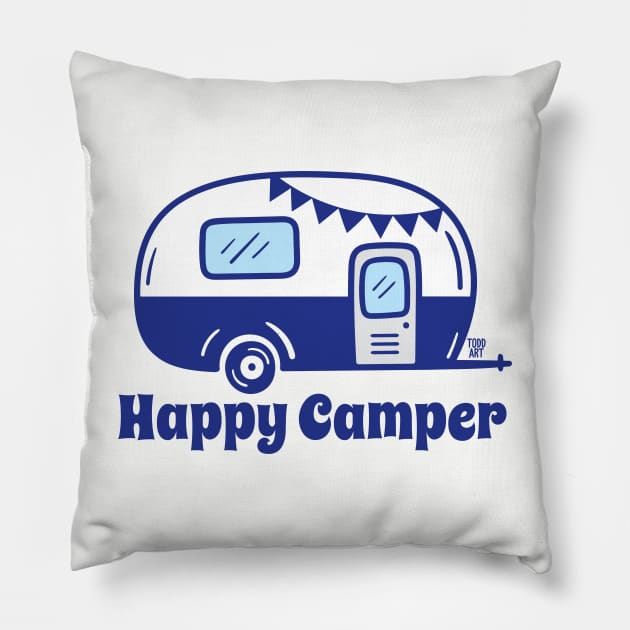 happy camper Pillow by toddgoldmanart