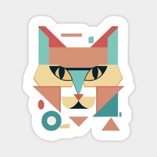 Geometric Cat Face Abstract Magnet