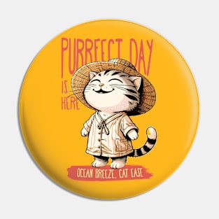 Purrfect Day Summer Bliss Tee - Cat Comfort Ocean Breeze Pin