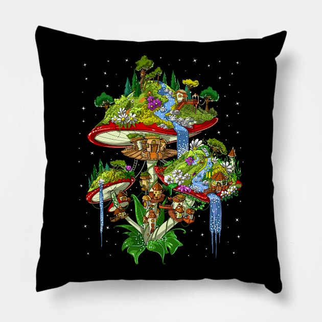 Magic Mushrooms Island Pillow by underheaven