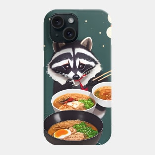 raccoon eat ramen on christmas silly funny sticker Phone Case