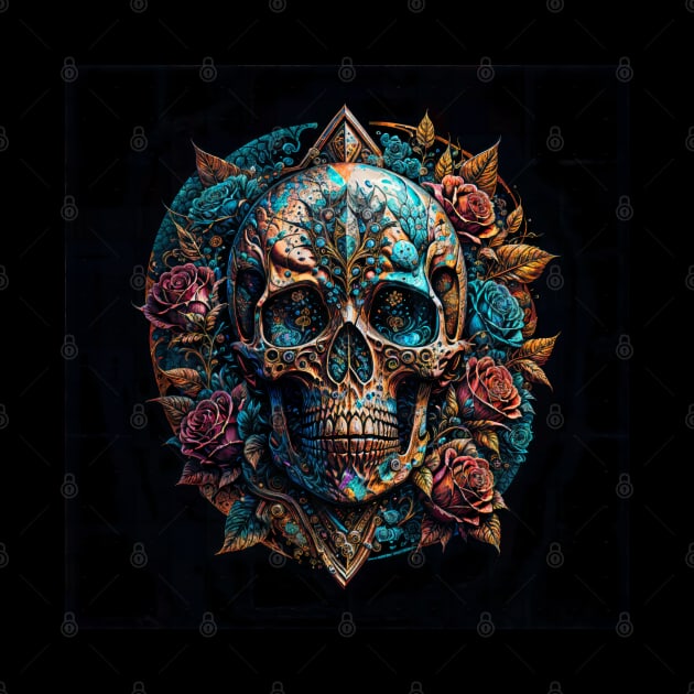 Skull & Roses (1) - Trippy Psychedelic Skulls by TheThirdEye