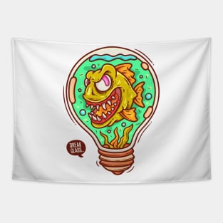 Piranha Bulb Cartoon Tapestry