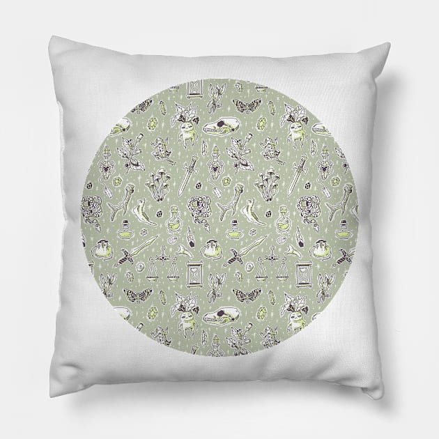 Witchcraft Pattern Pillow by Freeminds