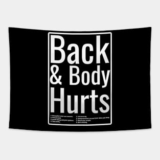 Funny Back Body Hurts Tee Quote Exercise Workout Gym Tapestry