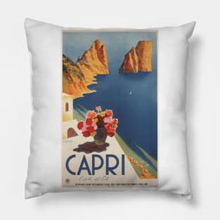 Capri, Italy Vintage Travel Poster Design Pillow