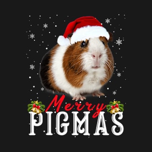 Merry Pigmas Face Mask Funny Guinea Pig Christmas Santa Xmas T-Shirt