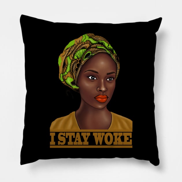 I Stay Woke Pillow by Merchweaver