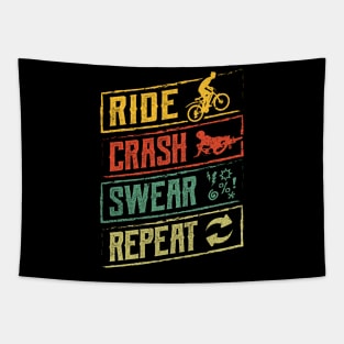 Ride Crash Swear Repeat Mountain Bike Tapestry