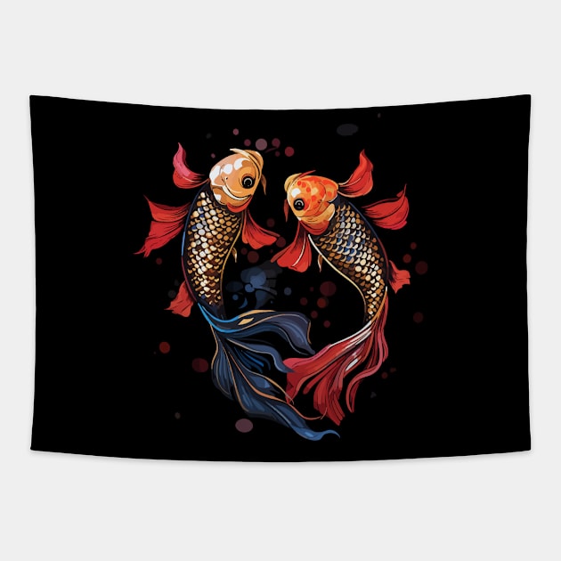 Arowana Couple Valentine Tapestry by JH Mart